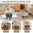 oakvivo 13in Small Foot Stool Ottoman, Round Faux Leather Foot Rest for Couch, Under Desk Pouf Footstool Footrest with Non-Skid Rubber Legs for Ling Room, Bedroom, 13''L x 13''W x 10.2''H, Green - color: Green