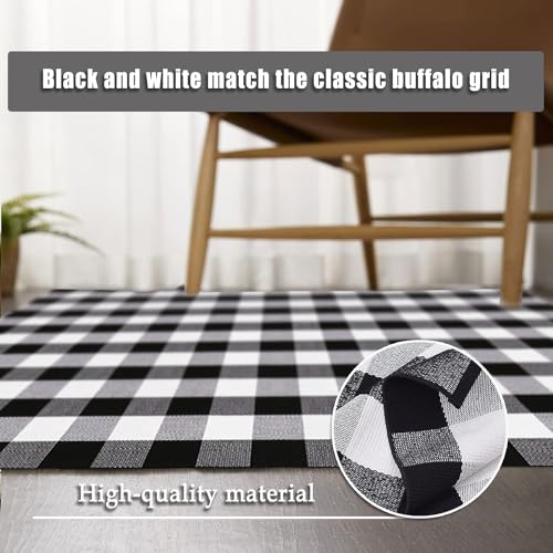 Buffalo Plaid Rug 5' x 7' Black and White Check Rug Washable Checkered Area Rug for Farmhouse/Entryway//Living Room/Laundry Room/Bedroom (5'x7', Black and White Plaid) - size: 5'x 7'
