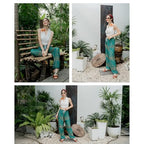 Tranquil Threads Women's Harem Pants with Pockets and Drawstring, Hippie Boho Yoga Clothes - color: Teal Reverie, size: X-Small