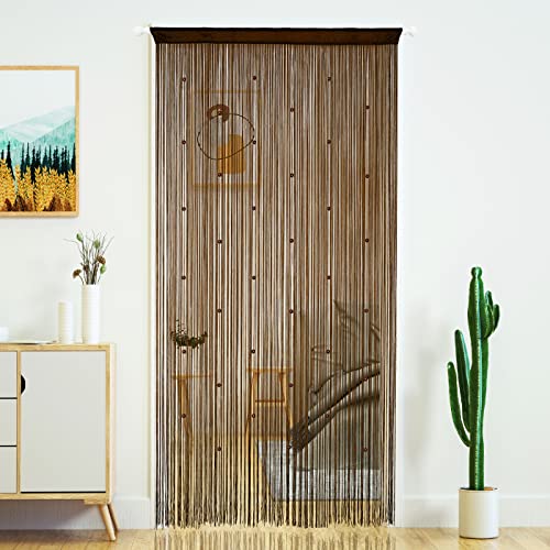 YaoYue Beaded Curtain Door String Curtains for Doorway Tassels Beads Hanging Fringe Hippie Room Divider Window Hallway Entrance Wall Closet Bedroom Privacy Decor (39×79in/100×200cm, Coffee) - color: Coffee, size: 39"W x 79"L (Pack of 1)