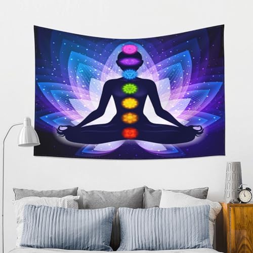 RTAFGU Chakra Meditation Tapestry, Chakra Meditation Lotus Flower, Yoga Spiritual Energy Art Tapestries Aesthetic Wall Hanging for Bedroom Living Room,Dorm Party Home Decoration 40" L x 28" W - color: Chakra Meditation_1501, size: 40"L x 28"W