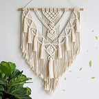 BMIDRUT Hanging Macrame Tapestry Woven Boho Wall Art Handmade Macrame Tapestry Home Wall Decor Wall Pediment 18x30 Inch (Beige) - color: Beige