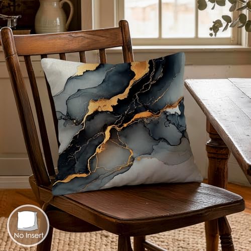 OBSEDE Black Gold Marble Sweet Home Decorative Throw Pillow Covers 18 × 18 in, Set of 4, Couch Cushion Cases Inserts for Sofa Bed Living Room Home Decor, Single-Sided Print - color: Black Gold Marble Sweet Home, size: 18" x 18" (Pack of 4)