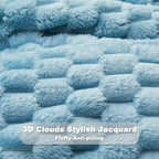 NEWCOSPLAY Super Soft Throw Blanket Blue Premium Silky Flannel Fleece 3D Clouds Stylish Jacquard Lightweight Bed Blanket All Season Use 350GSM (Blue, Throw(50"x60")) - color: Blue, size: Throw(50"x60")