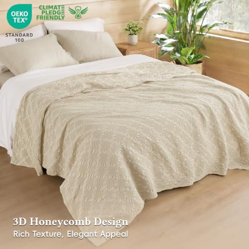 David's Home 100% Cotton Waffle Blanket King Size for College Dorm, Lightweight Breathable Cooling Throw for Summer Hot Sleepers, Snag-Resistant, Aesthetic Decor for Couch Bed, Light Taupe, 104 x 90 - color: Light Taupe, size: King(104*90")