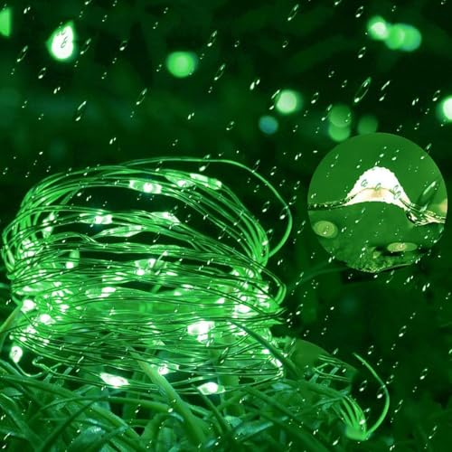 Joomer Green Fairy String Lights 33FT 100 LEDs Plug in Fairy Lights Indoor Silver Wire String Light DIY for Bedroom, Parties, Christmas, Outdoor, Indoor St. Patrick's Day Decoration (Non-Connectable) - color: Green, size: 100led