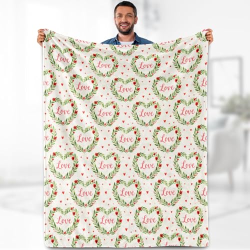 Aimego Love Heart Flannel Blanket, Soft Cozy Home Decor Throw for Couch Sofa Bed Nap, Ideal Valentine/Anniversary/Birthday Gift for Women, 50"x60" - color: A-love Heart Blanket