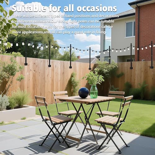 SINLEY 10 Pack Suspension Outdoor String Light Poles for Outside String Lights Hanging,with Clip and Holder,Light Post Mounting Stand for Patio Fence Wall Garden Backyard Deck - style: 10 Pack 2.8Ft