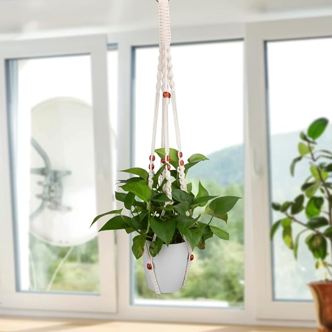 Hanging Planter for Indoor Plants,Macrame Plant Hanger with Colored Wood Beads,Plant Hanger,Hanging Plant Holder,Plant Hangers,Plant Holder,Plant Hangers Indoor,Macrame Plant Hangers Indoor
