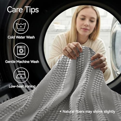 a moment 2 Pack Bamboo Fiber Pillow Covers - Waffle Weave, Ultra Soft & Breathable, Skin-Friendly Cotton Throw Pillow for Couch, Sofa, Bedroom Living Room 12x20 Inch Grey - color: Grey, size: 20" x 12" (Pack of 2)