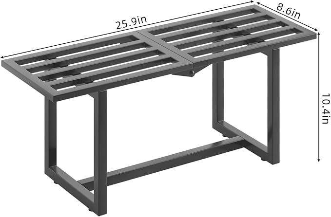 Plant Stand Indoor Outdoor, Foldable Metal Plant Shelf for Multiple Pots, Mid Century Slatted Bench for Patio Garden, Heavy Duty Capacity 330 lbs 2 Pack Grey