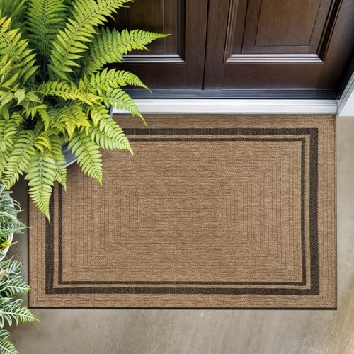 Beverly Rug Easy Jute Bordered Entry Rug 2x3 Washable Durable Indoor Outdoor Area Rugs for Living Dining Room Patio Office Stain Resistant Non Shedding Casual Indoor Outside Carpet 2 x 3 Natural - color: Bordered/Natural-black, size: 2' x 3' (Rectangular)