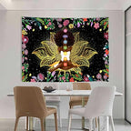 Ine Ive African Chakra Tapestry African American Woman Zen Meditation Poster Starry Sky Flower Garden Inspirational Afro Yoga Wall Art Tapestry for Bedroom Dorm Decor (60x51 inch) - size: 60"L x 51"W