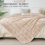 Exclusivo Mezcla Fleece Throw Blanket for Couch, Super Soft and Cozy Blankets All Season Use, Leaves Pattern, Plush Fuzzy Lightweight, Camel, 50x60 Inch - color: Camel, size: Throw(50"x60")
