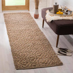 SAFAVIEH Natural Fiber Collection Runner Rug - 2'6" x 8', Natural & Red, Handmade Diamond Trellis Jute, Ideal for High Traffic Areas in Living Room, Bedroom (NF873A) - size: 2'6" x 8' (Runner)