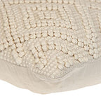 Parkland Collection LIDA 20x20 Off-White Boho Throw Pillow, Hand Woven Textured Cotton Tufted Geometric Accent Cushion with Insert
