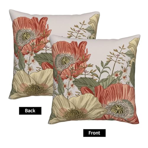 Vintage Flowers Pillow Covers 18 x 18 Set of 2 Floral Throw Pillow Cover Colorful Spring Summer Decorative Pillowcases Rustic Farmhouse Home Decor for Couch Bed Sofa Outdoor - color: Vintage Flowers
