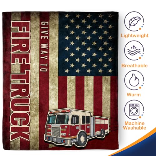 Firefighter Blanket Gifts for Men - Fire Truck American Flag Fireman Practitioner Fire Fighter Throw Appreciation Gifts for Boy Adult Son Firefighters' Day Christmas lightweight Blanket 50"x60" - color: Firefighter 1