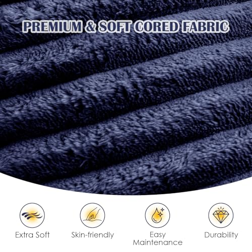 Round Ottoman,Corduroy Pouf Ottoman Foot Rest,Storage Footstool for Living Room,18x14 Soft Floor Poufs,Memory Foam Filling - Navy, 18x14 in - color: Navy, size: 18"D x 18"W x 14"H
