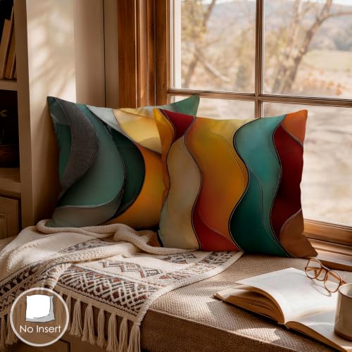 OBSEDE Abstract Color Block Throw Pillow Covers 18x18 Set of 4, Farmhouse Decor for Home Couch Sofa Living Room, Rustic Floral Decorative Cushion Cases - color: Abstract Color Block