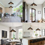 3 Pack Black Woven Pendant Light Fixtures,11.81" Rattan Pendant Lights Farmhouse Basket Light Fixture Adjustable Boho Hanging Lamp for Kitchen Island Bedroom Dining Room Foyer Hallway - color: flower+black