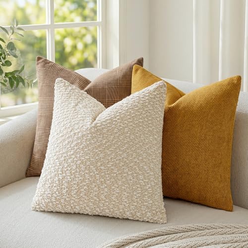 a moment Beige Pillow Covers Set of 2 with Plush Cluster Texture (12x20 Inch), Decorative Throw Pillows for Living Room, Couch Bed, Sofa, Cozy Accent Pillow Cases for Home Decor (No Inserts) - color: Beige, size: 20" x 12" (Pack of 2)