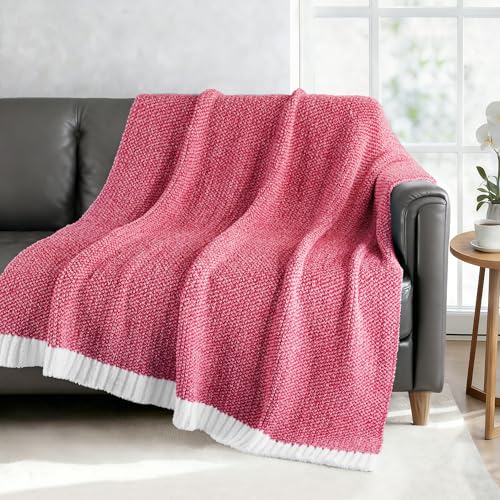Exclusivo Mezcla Knit Throw Blanket, Ultra Soft and Warm Reversible Woven Blankets, Cozy Snuggly Throw for Couch Bed and Home Decor, Heather Red, 50"x60" - color: Heather Red, size: Throw (50"x60")