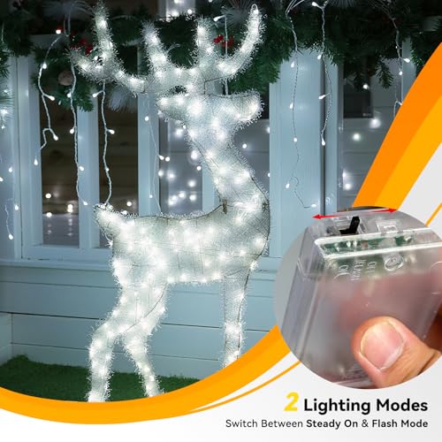 4 Pack 240LED Christmas Cool White Fairy Lights Battery Operated - 20FT Twinkle Lights with 2 Lighting Modes Indoor Outdoor, Waterproof Led Fairy String Lights for Bedroom, Classroom, Dorm, DIY Decor - color: White, size: 4 Pack