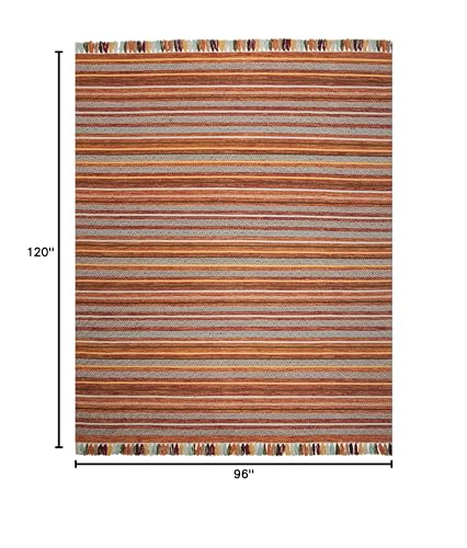 SAFAVIEH Area Rug 8x10 - Montauk Collection - Large - Rust & Multi, Handmade Cotton, Boho Stripe Fringe Design, Ideal for Living Room, Bedroom, Office, Dining Space (MTK901D) - color: Rust/Multi, size: 8' x 10' (Rectangular)