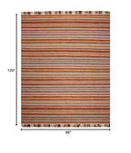 SAFAVIEH Area Rug 8x10 - Montauk Collection - Large - Rust & Multi, Handmade Cotton, Boho Stripe Fringe Design, Ideal for Living Room, Bedroom, Office, Dining Space (MTK901D) - color: Rust/Multi, size: 8' x 10' (Rectangular)