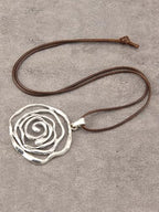 Leather Necklace for Women Long Boho Pendant Hippie Choker Necklace Bohemian Layered Leather Rope Wooden Jewelry Gifts - style: Earthy Necklace