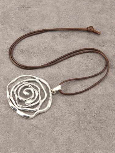 Leather Necklace for Women Long Boho Pendant Hippie Choker Necklace Bohemian Layered Leather Rope Wooden Jewelry Gifts - style: Earthy Necklace