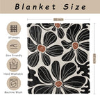 HIWX Boho Abstract Floral Blanket, Modern Abstract Boho Black Flower Throw Blanket for Home Living Room Bedroom Couch Bed Decor, 50x60 Inches