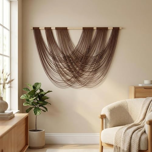 Large Macrame Wall Hanging Macrame Wall Decor Tapestry For Headboard Bedroom Livingroom Boho Fiber Home Art (Brown-B) - color: Brown-B