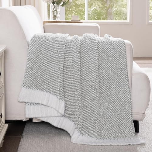 Exclusivo Mezcla Knit Throw Blanket, Ultra Soft and Warm Reversible Woven Blankets, Cozy Snuggly Throw for Couch Bed and Home Decor, Heather Grey, 50"x60" - color: Heather Grey, size: Throw (50"x60")