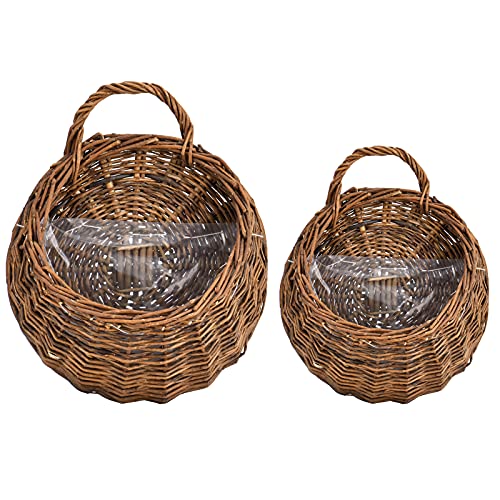 Handmade Woven Hanging Basket,Natural Wicker Handed Storage Basket for Home Garden Wedding Wall as Decorations - size: Medium