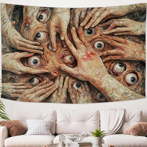 LATETOMT 80x60in Abstract Tapestry Creepy Hands Tapestry for Halloween Horror Tapestries Gothic Surreal Canvas Print Wall Art for Halloween Party Terrifying Atmosphere LTMTAYW023 - color: Style-3, size: 80"L x 60"W
