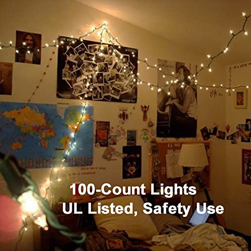 Brizled Warm White Clear Christmas Lights Connectable, 21FT 100 Count Mini Incandescent String Lights Plug in, Waterproof Xmas Tree Lights Green Wire for Indoor Outdoor Home Party Garden Yard Decor - color: Warm White - 100CT