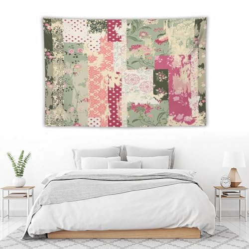 Kurtect Patchwork Flower Tapestry,Abstract Colorful Floral Retro Style Hand Drawn Tapestries for Party Beach Picnic Blankets Tablecloths Living Room Wall Deocr, 40x60 in - color: style-1, size: 60"L x 40"W