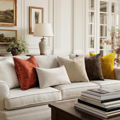 MIULEE Velvet Throw Pillow Covers Set of 2, Soft Neutral Decorative Fall Pillow Cases with Luxurious Textured Vintage Cushion Covers for Home Decor Couch Sofa Bed,Rust 18x18 inch - color: Rust, size: 18" x 18" (Pack of 2)