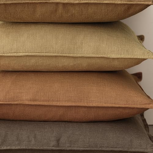 Foindtower Set of 2, Decorative Linen Solid Throw Pillow Covers Soft Accent Euro Cushion Case Boho Farmhouse Pillowcase for Chair Couch Sofa Bedroom Living Room Home Decor 16 x 16 Inch Autumn Orange - color: Honey Ginder, size: 16" x 16" (Pack of 2)