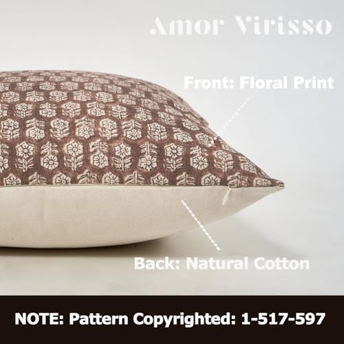 Amor Virisso Floral Pillow Covers 24x24 Couch Pillows for Living Room Decorative Throw Pillow Covers Accent Farmhouse Neutral Pillow Covers 1PC, Cognac Brown - color: Cognac Brown, size: 24" x 24" (Pack of 1)