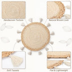 12 Pcs Round Boho Placemats 12 Inch Woven Wicker Placemat Boho Wall Basket Decor Macrame Table Mats Farmhouse Style Wall Hanging Decor for Dining Table Settings Kitchen Wedding Summer Decors