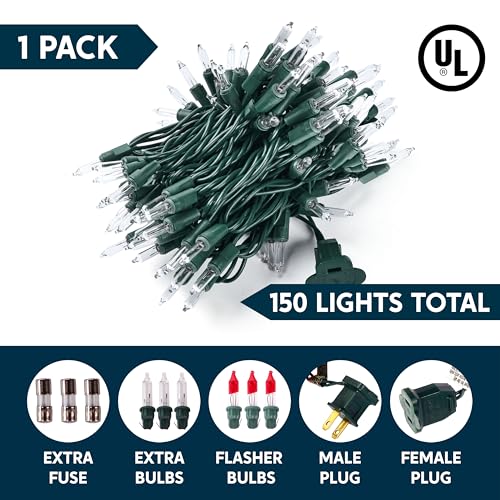 Joiedomi Clear Christmas String Lights Indoor,150 Count Mini White Fairy Light,31.2FT Lighting Decor for Patio Dorm Classroom Bedroom Holiday Wedding Party Garland Birthday Festival,Green Wire - size: 150 Lights