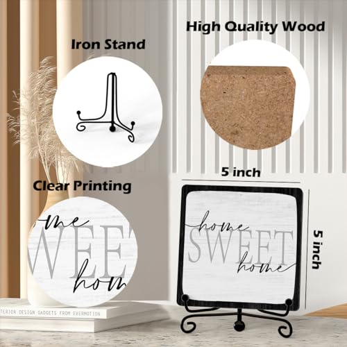 Inspirational Home Desk Decor, Home Sweet Home Sign, Desk Decorations For Office Home Living Room Bedroom, Farmhouse Shelf Decor, Inspirational Gifts, Wooden Plaque With Stand (B12)