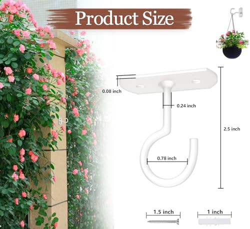 2.5in Ceiling Hooks for Hanging Plants 2Pack White - color: White, size: 2.5In 2Pack