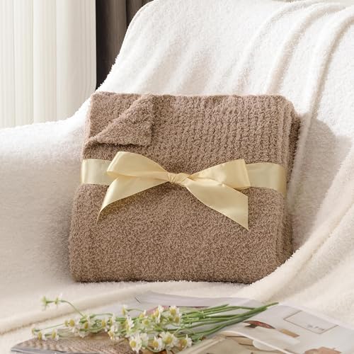 JOOJA Dusty Rose Throw Blanket for Bed, Super Soft Knit Blankets, Cozy Fleece Fuzzy Fluffy Plush Chenille Throws Blanket for Couch, Sofa, Blush Pink, 60 x 80 inches - color: Dusty Rose, size: 60x80