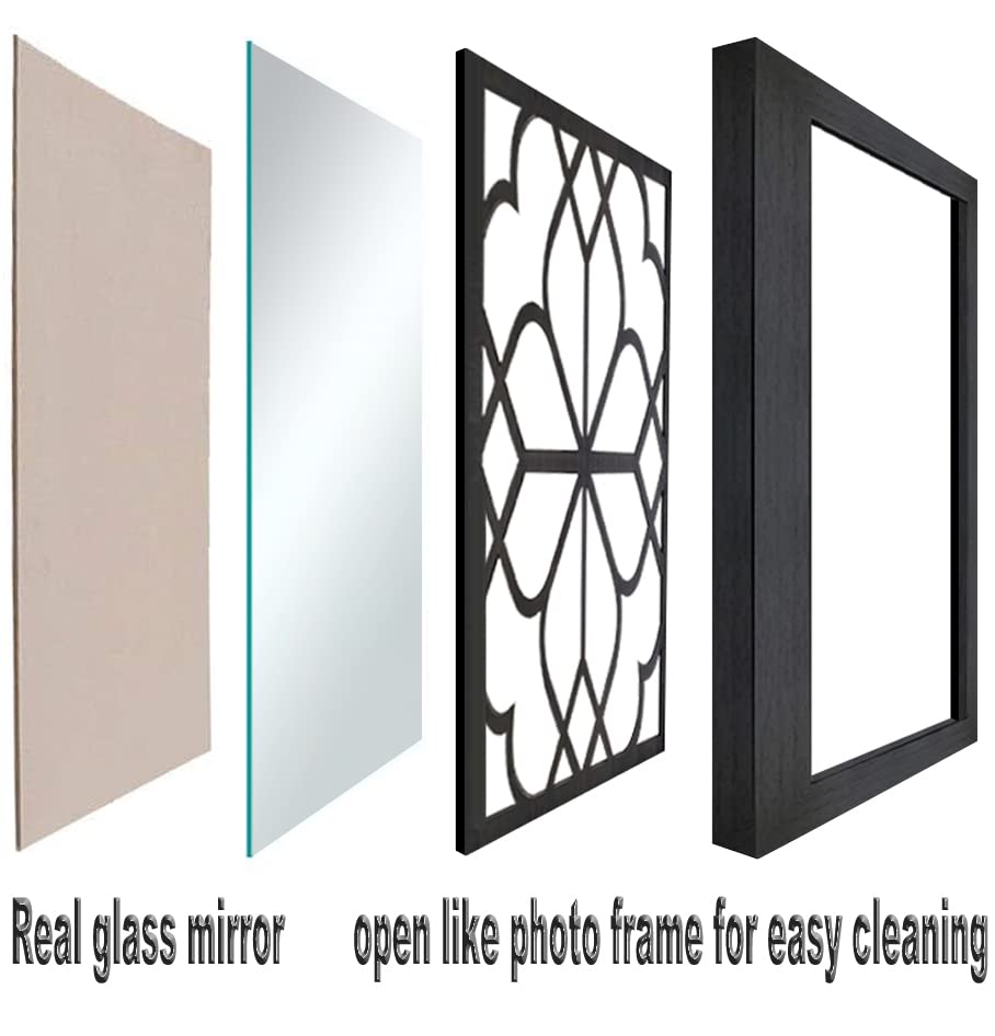 Wocred Set of 4 Mirrors Square Wall Mirror,Gorgeous Rustic Farmhouse Accent Mirror,Black Entry Mirror for Bathroom Renovation,Bedrooms,Living Rooms and More(12”x12”4pcs) - color: Black, size: 12x12 inch - 4 PCS