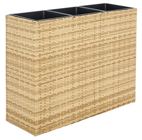SAFAVIEH Outdoor - Rita Natural Brown Wicker 3-Tier Plant Stand with Baskets, Vertical Flower Rack Planter Shelf for Patio, Balcony, Garden, 32.28"W x 11.02"D x 24.8"H (PAT7705D) - color: Natural