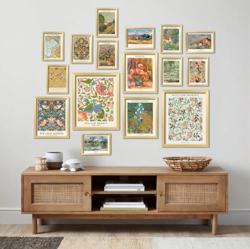 ANERZA 16 PCS Vintage Eclectic Wall Art Decor, William Morris Wall Prints for Bedroom, Posters for Room Aesthetic, Wall Collage Kit Pictures for Living Room, Colorful Dorm Gallery Home Decor - color: Multi, size: 11"x14" Unframed